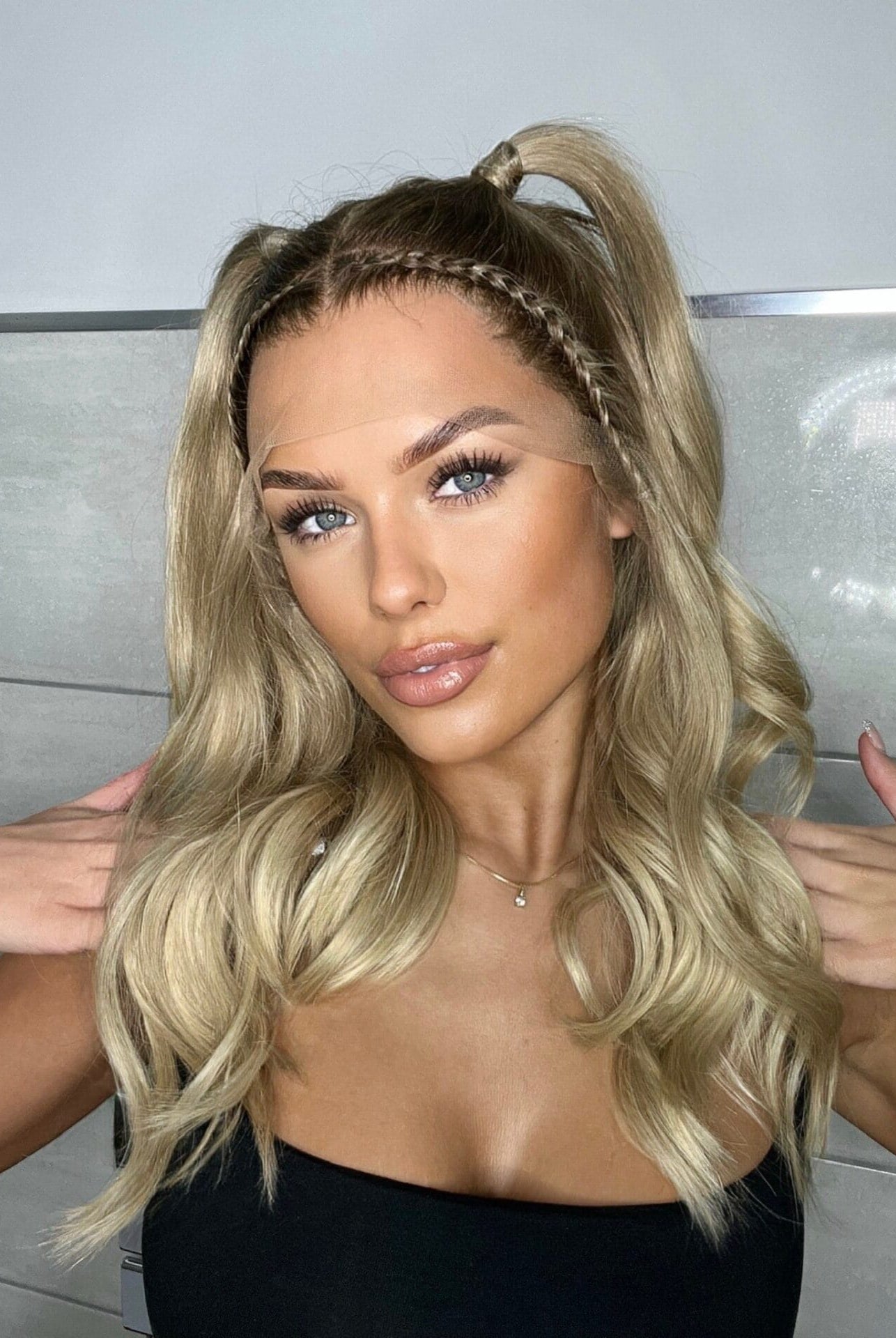 Short blonde wavy real hair wig