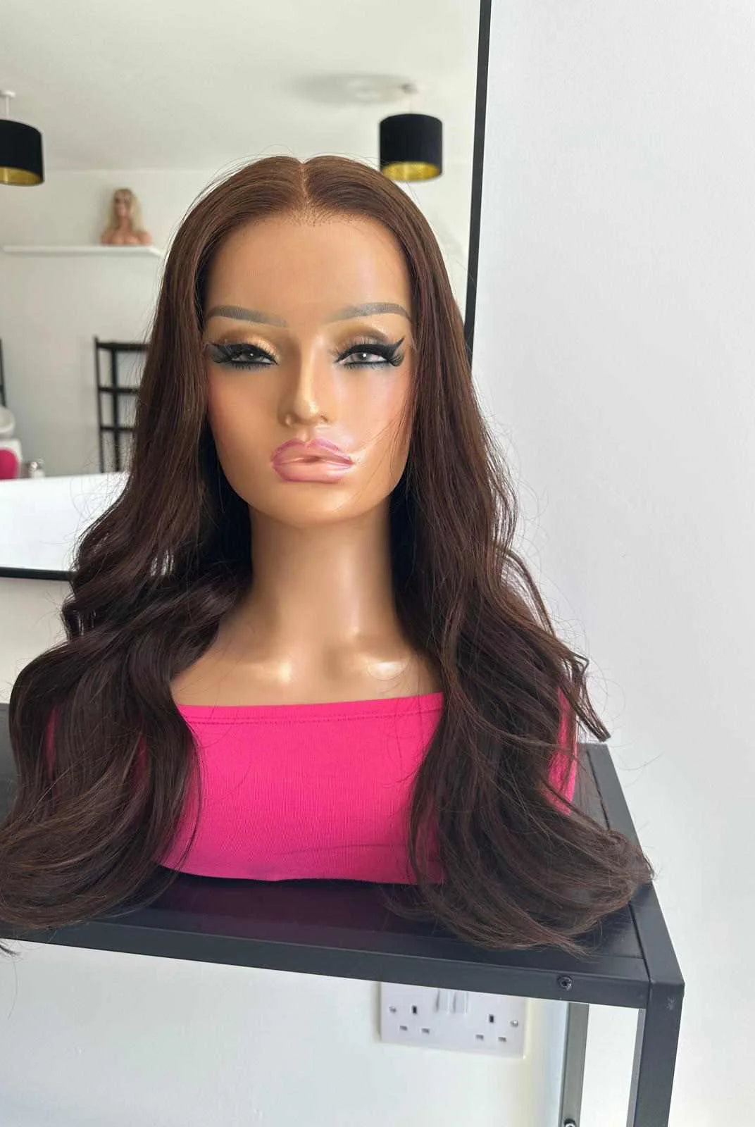 Biscotti Long Brown Real Human Hair Wig