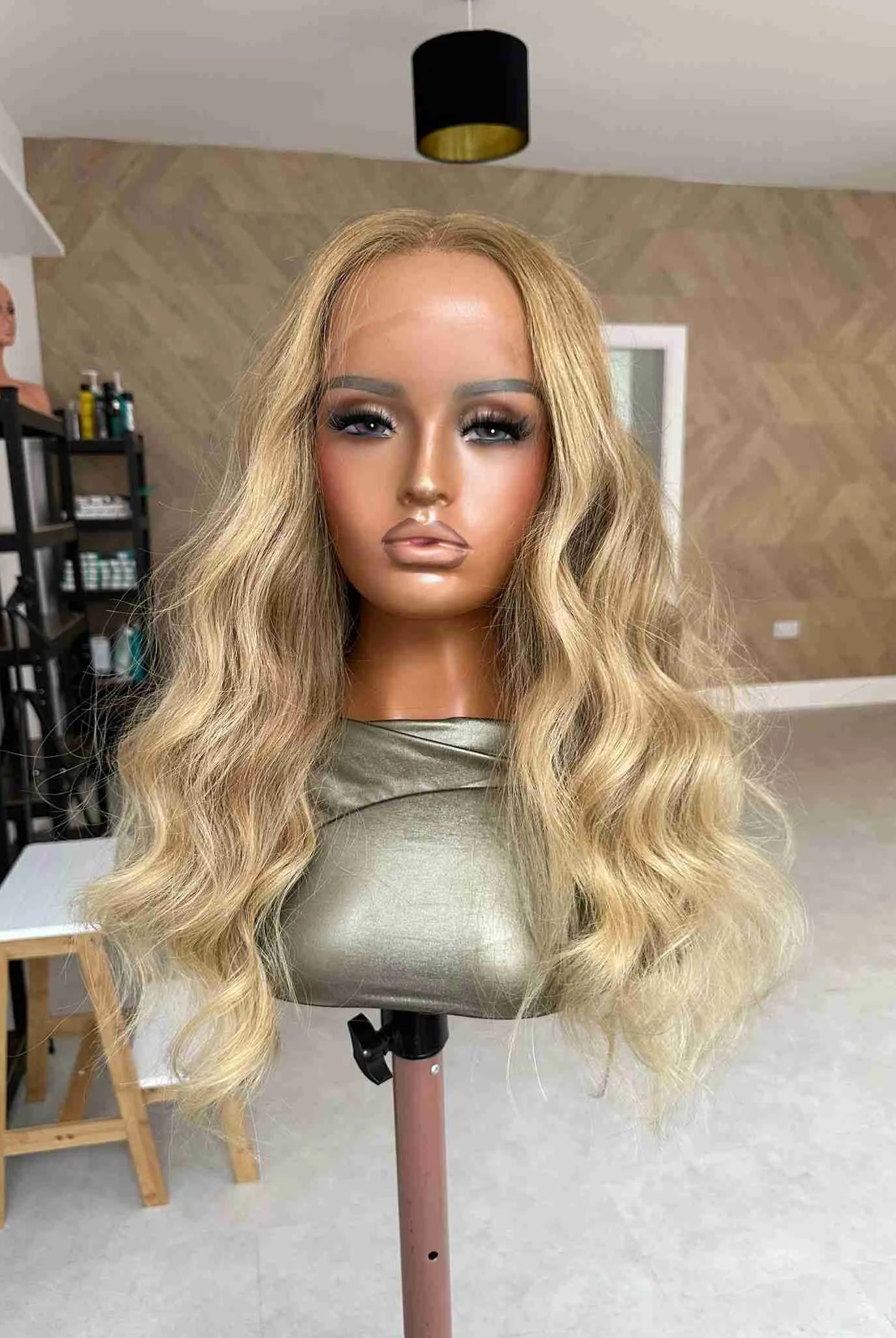 Light Honey Long Blonde Wavy Real Hair Wig