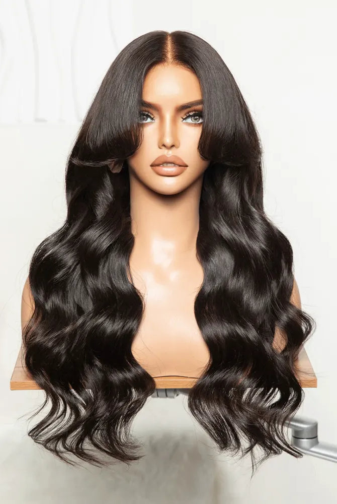 Long Black Human Hair Wig
