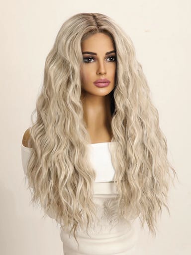 blonde curly wig long