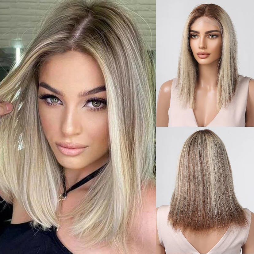 Blonde Wig With Brown Highlights