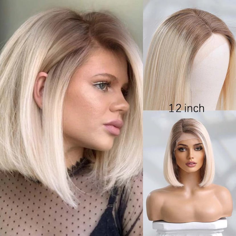 Short Blonde Real Human Hair Wigs