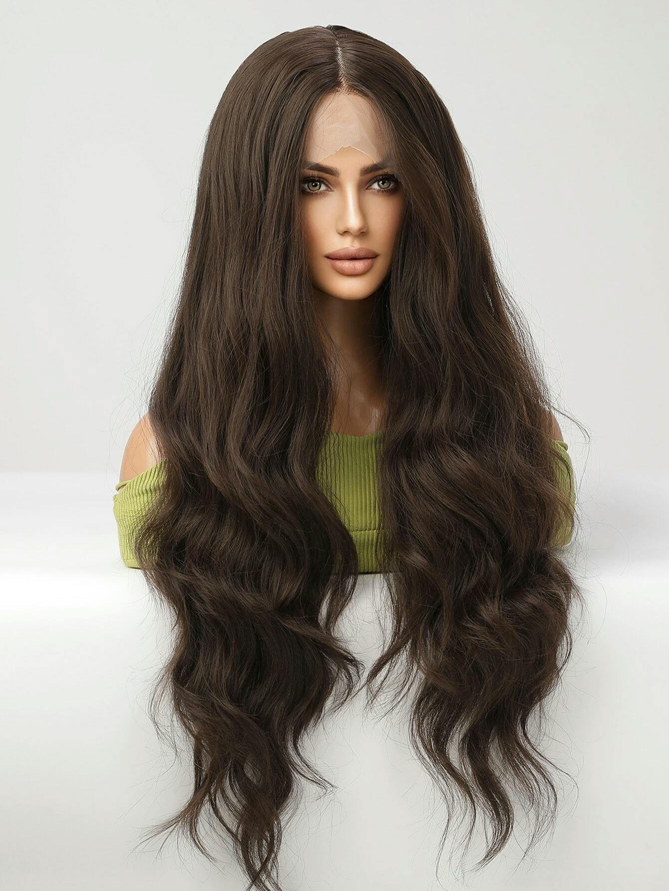 long brown lace front wig