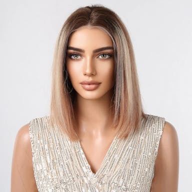 short wig with highlights
