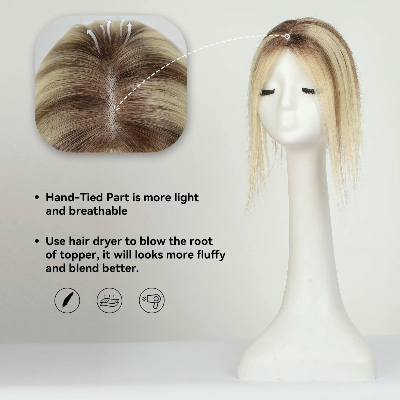 blonde real hair topper