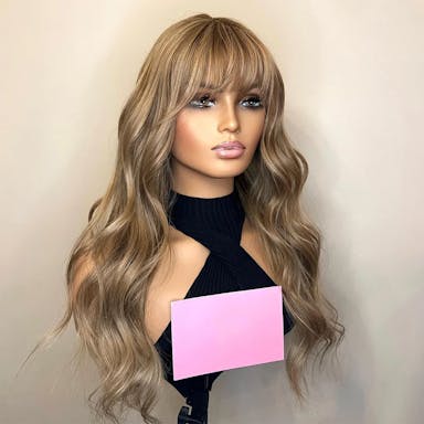 Full lace human wig with fringe