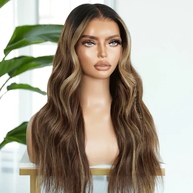 Ombre Brown Blonde Wavy Real Hair Wig