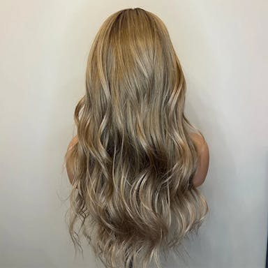 blonde human hair with bangs