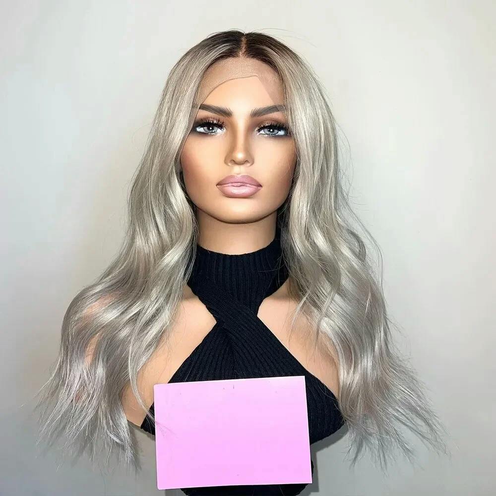 White Silver Blonde Real Human Hair Wig