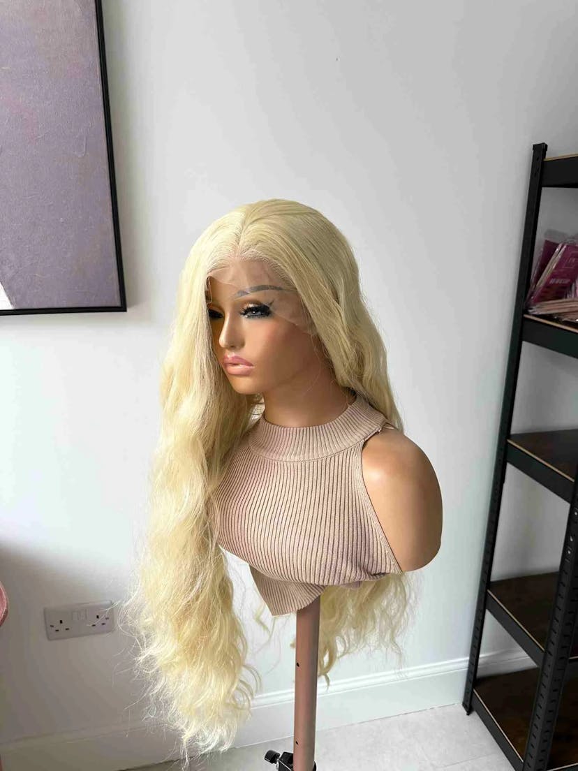 Long Blonde Wavy Synthetic Lace Front Wig