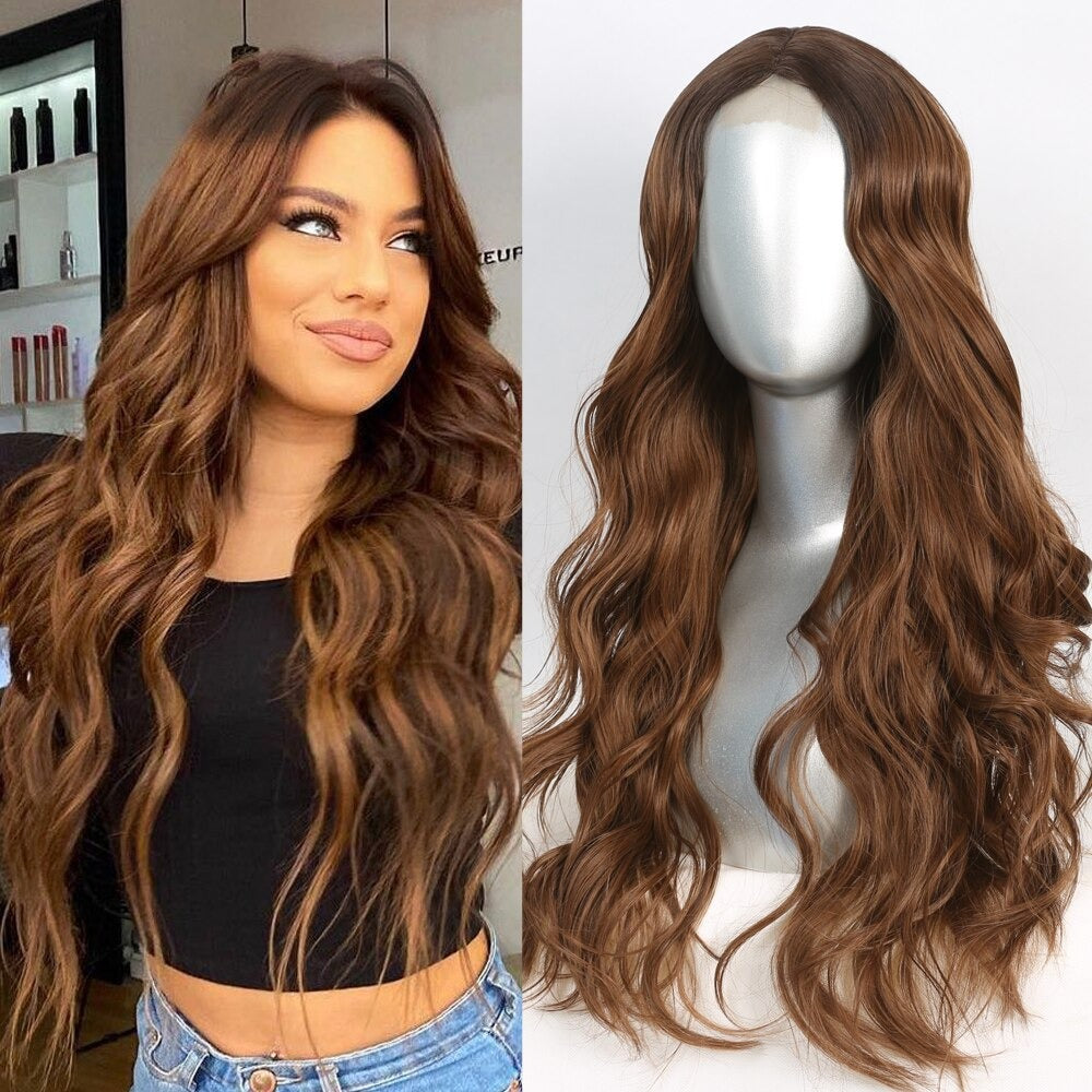 Brown synthetic lace front wig best sale