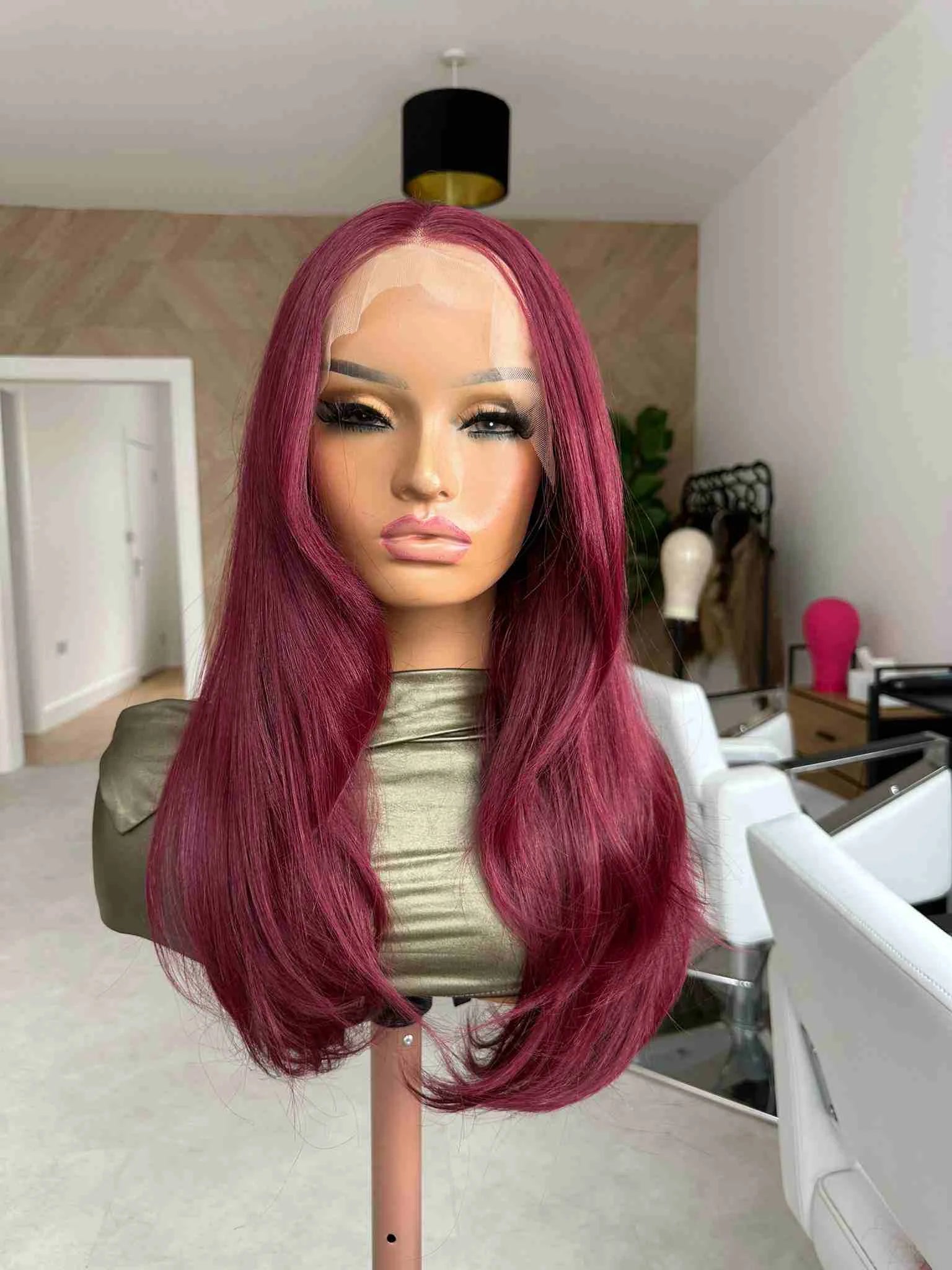 Madison Burgundy Synthetic Lace Front Wig Eternal Wigs UK