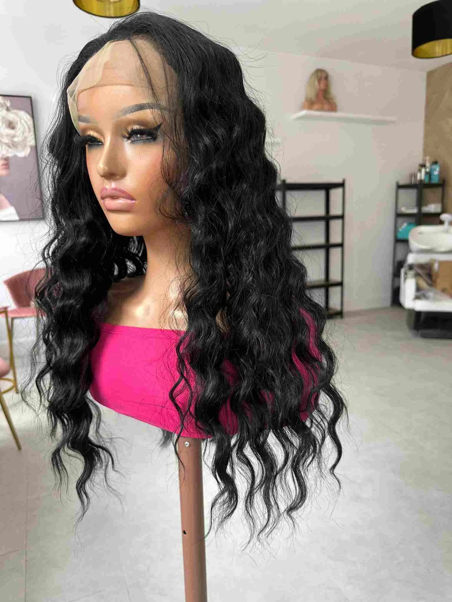 Elisa Natural Black Wavy Synthetic Lace Front Wig Premium Eternal Wigs UK