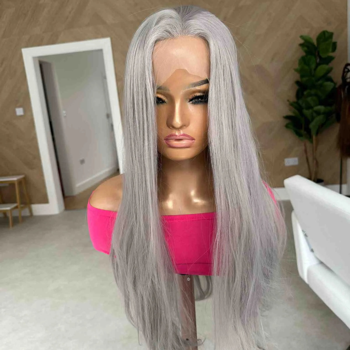 Kati | Long Silver Synthetic Hair Wig Lace Front Premium – Eternal Wigs UK