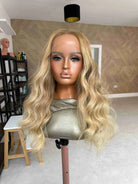 Light Honey Long Blonde Wavy Real Hair Wig