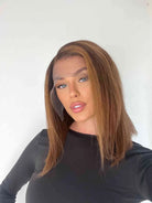 Luxury Short Brown Real Human Hair Wig