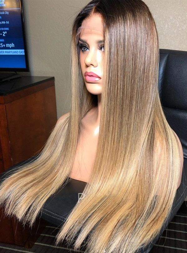 Blonde human hair ombre wig best sale