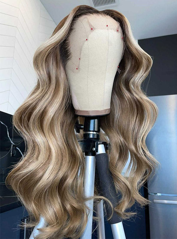 Ash Blonde Highlight Human Hair Wig