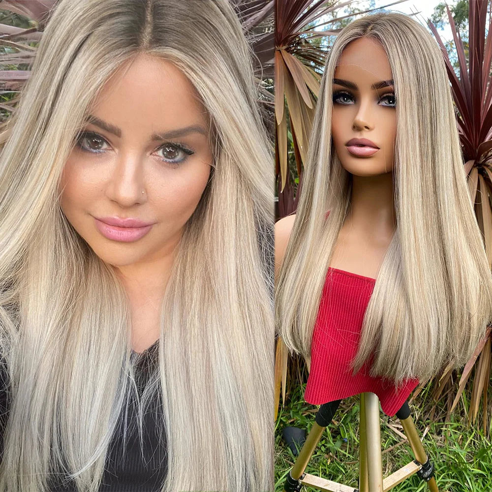 Vienna Luxury Rooted Light Blonde Real Hair Wig Straight Style