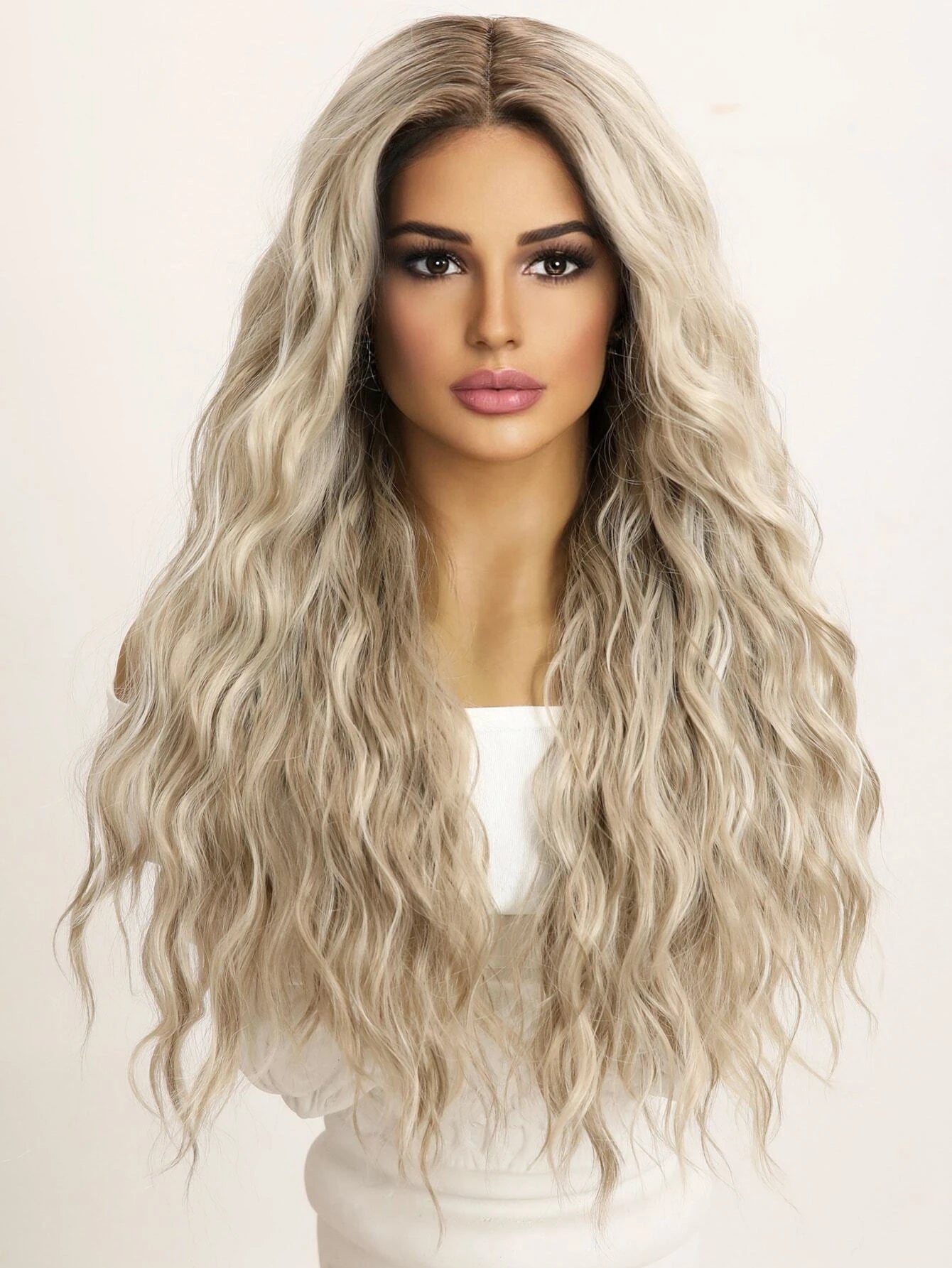Curly blonde synthetic wig hot sale