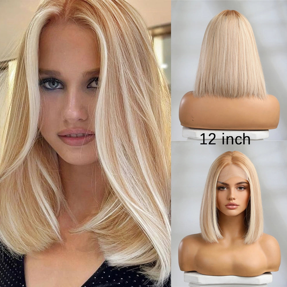 Bella Affordable Blonde Human Hair Wig With Highlights