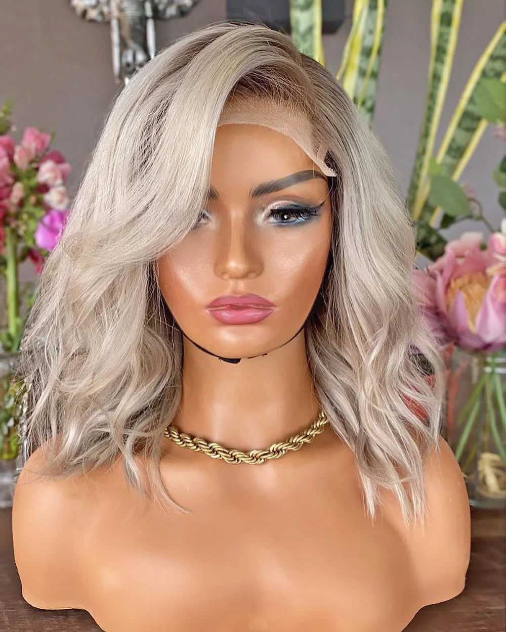 Carolina Luxury Bob Ash Blonde Lace Front Human Hair Wig Eternal Wigs UK