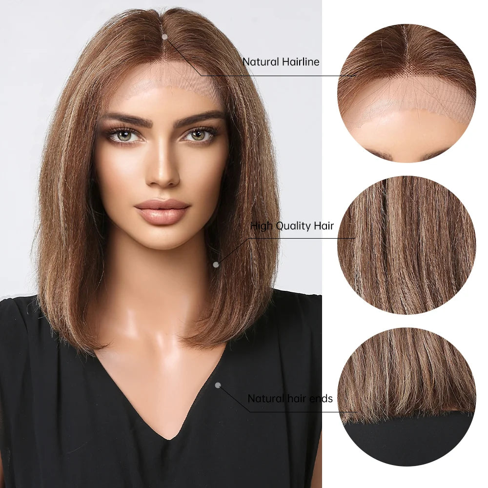 Blair Affordable Brown Wig With Highlights Bob Style Real Human Hair Eternal Wigs UK