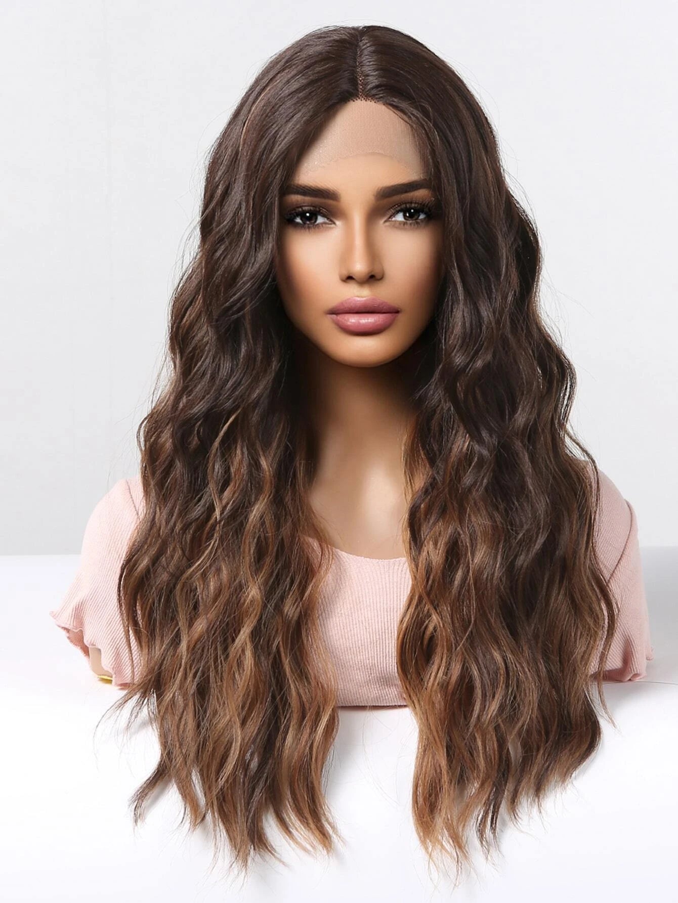 Kira Long Curly Brown Wig Synthetic Lace Front Eternal Wigs UK