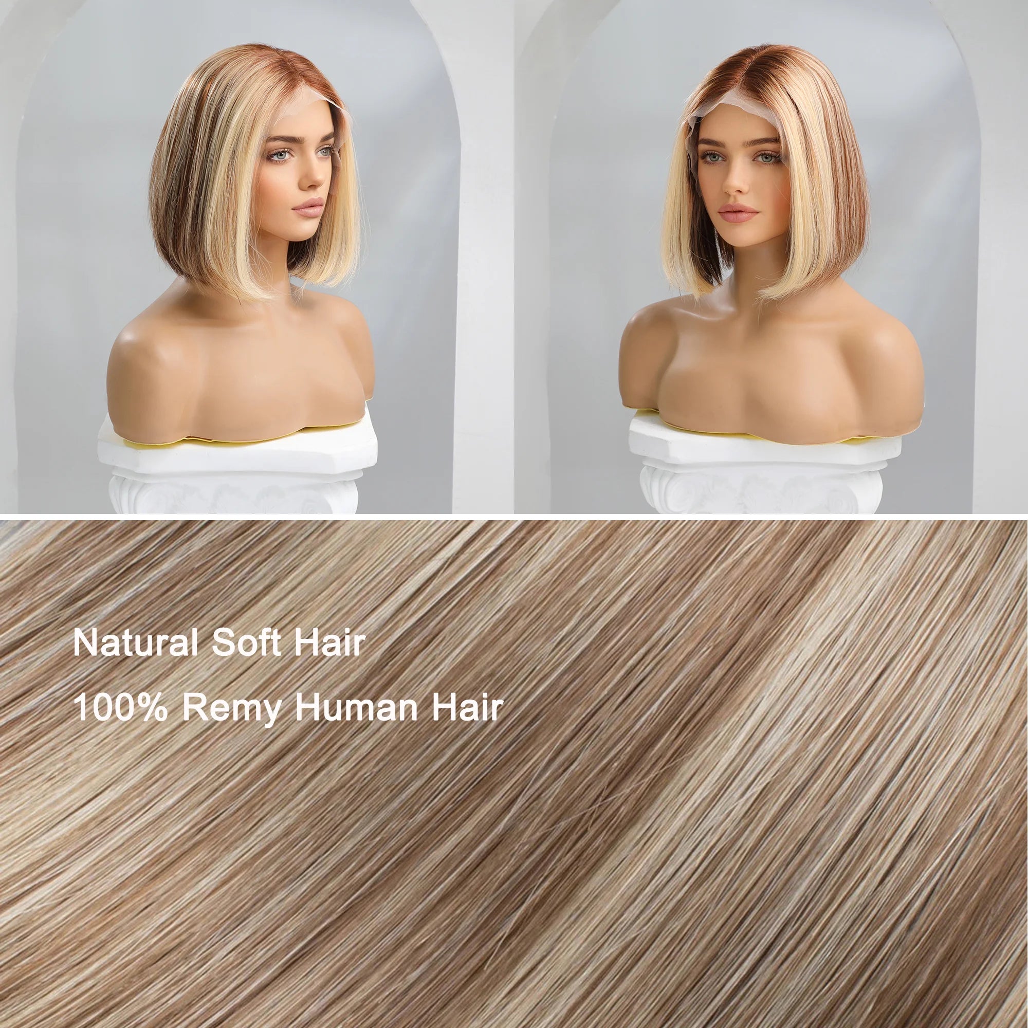 Short Blonde Wig Human Hair With Highlights Eternal Wigs UK
