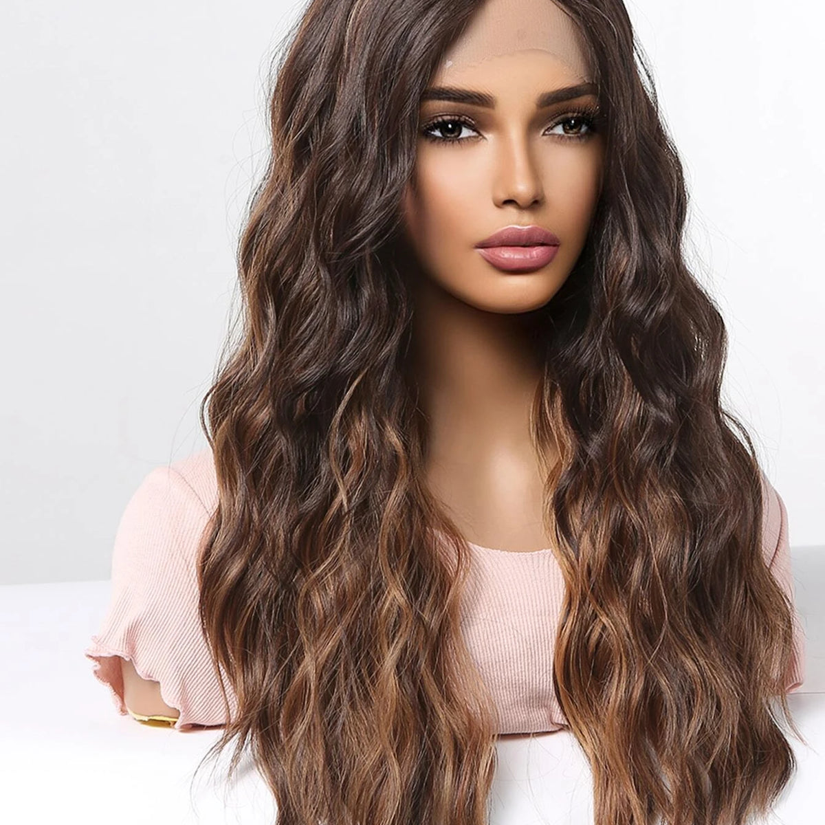 Kira | Long Curly Brown Wig Synthetic Lace Front – Eternalwigs UK