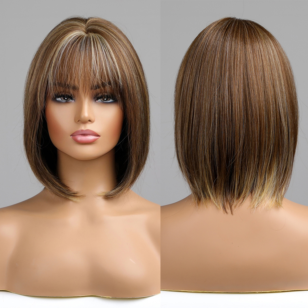 Layered Synthetic Short Bob Wig With Bangs | Eternal Wigs