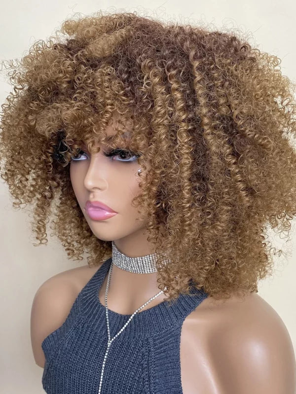 Jenna | Short Curly Wig Synthetic Style With Bangs