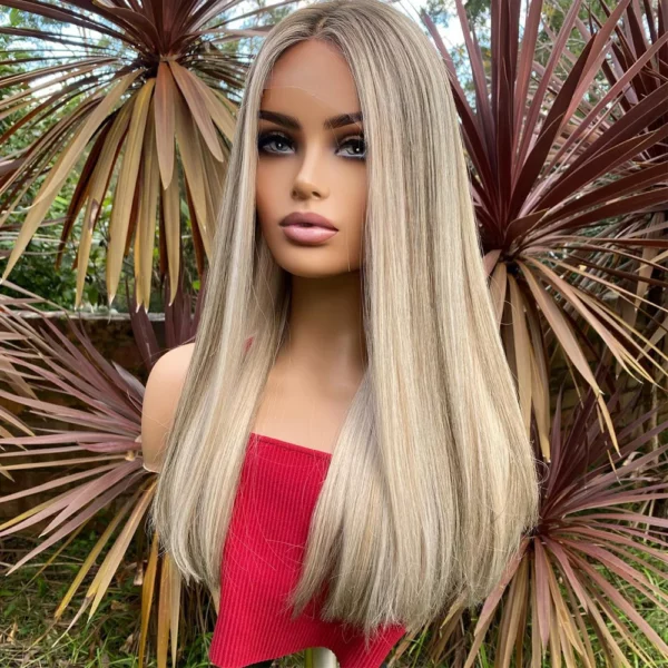 Vienna | Luxury Rooted Light Blonde Wigs Real Hair Straight Style