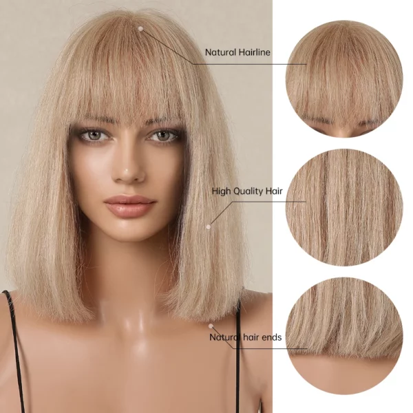 Serena | Affordable Short Blonde Real Wig With Fringe