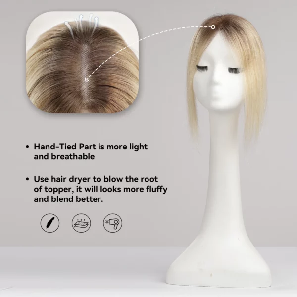 Blonde Hair Toppers Real Human Hair Clip in