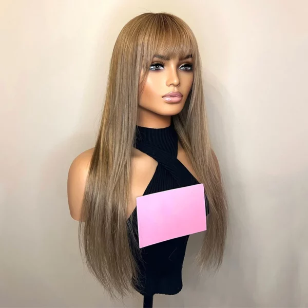 Allegra | Luxury Caramel Blonde Human Hair Wig With Bangs