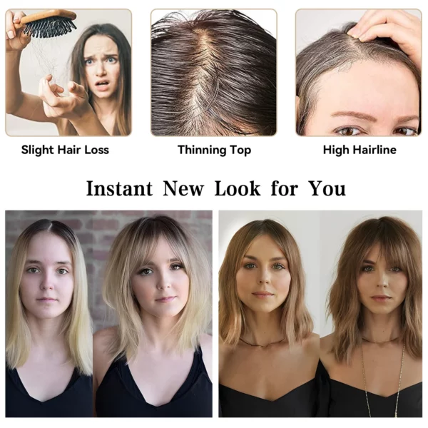 Brown Hair Toppers Real Human Hair Silk Base