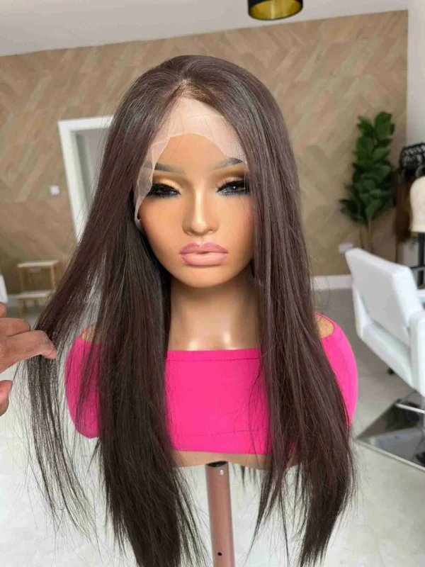 Brown Synthetic Lace Front Human Hair Wig