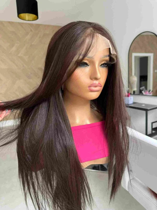 Nikita | Long Brown Synthetic Lace Front Human Hair Wig